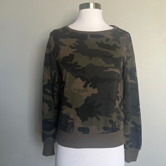 Freddy Camouflage Green Casual Pink Stitching Detail Sweatshirt Top Sweater 4 S - Picture 2 of 15